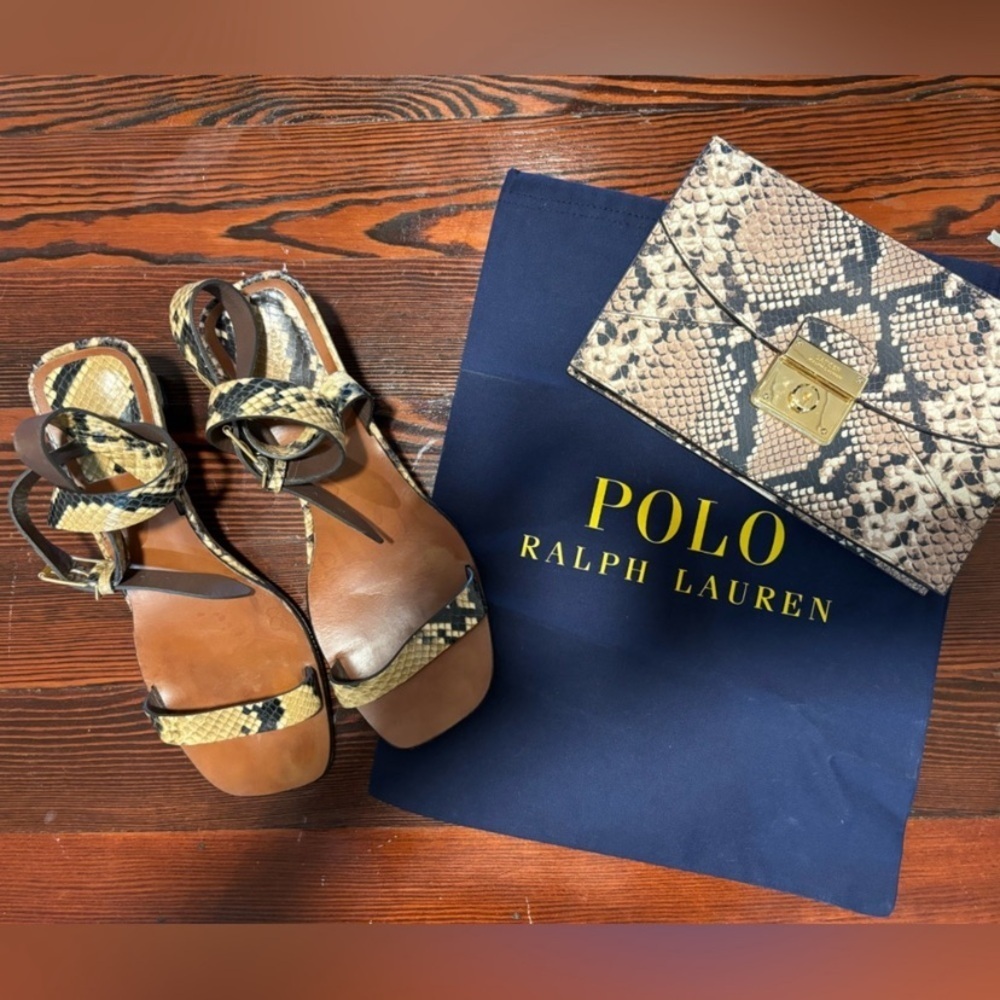 Polo by Ralph Lauren Snake Print Sandals - Tan and Black​​​